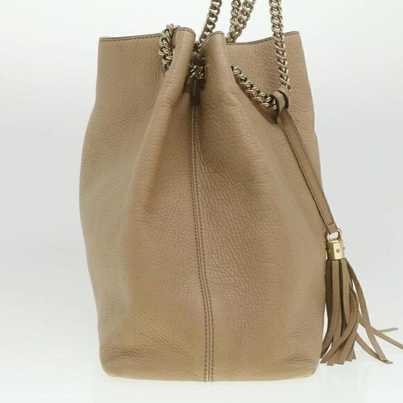 GUCCI Chain Soho Shoulder Bag Leather Beige - Picture 4 of 15